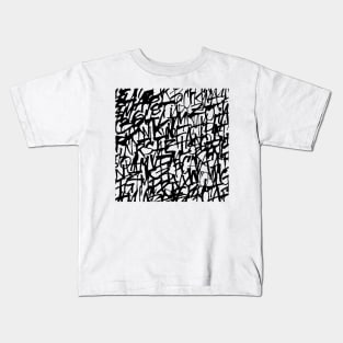 Black Lettering Pattern Home Decor Print Kids T-Shirt